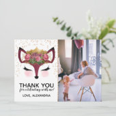 Blush & Gold Fox Princess Vielen Dank Einladung (Stehend Vorderseite)