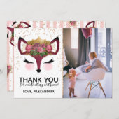 Blush & Gold Fox Princess Vielen Dank Einladung (Vorne/Hinten)