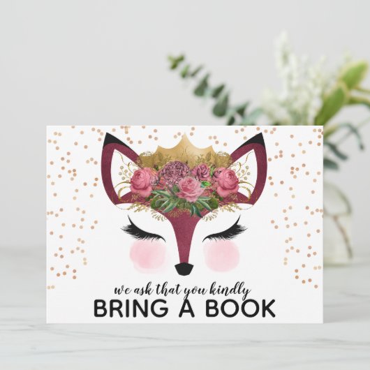 Blush & Gold Fox Prinzessin Buchen Einladung (Stehend Vorderseite)