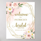 Blush Gold Geometric Floral Brautparty Willkommen Poster (Vorne)