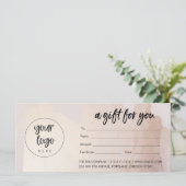 Blush-Gold-Geschenkgutschein mit Logo (Stehend Vorderseite)