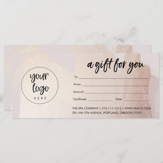 Blush-Gold-Geschenkgutschein mit Logo (Vorne/Hinten)