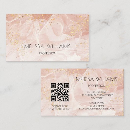 Blush Gold Glitter Visitenkarte (Vorne/Hinten)