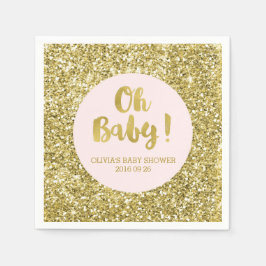 Blush Gold Glitzer Confetti Oh Baby Dusche Serviette