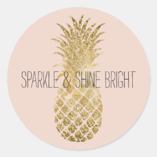 Blush Gold Glitzer Glitzy Ananas Sparkle Runder Aufkleber