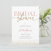 Blush Gold Glitzer Hübsch Bridal Dusche Einladung (Stehend Vorderseite)