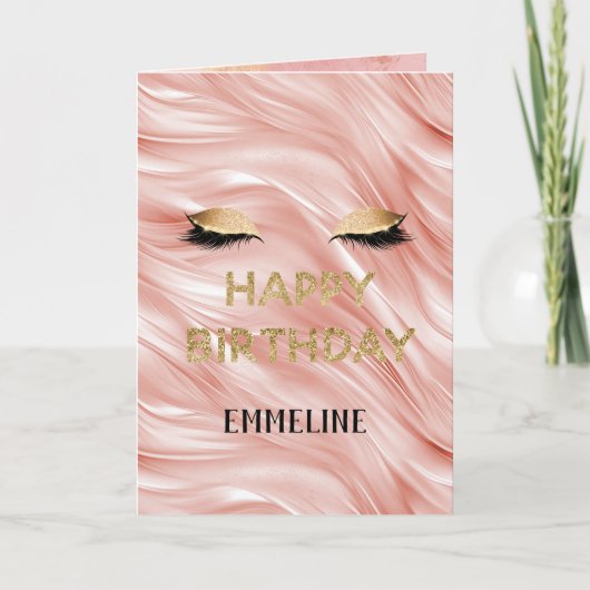 Blush Gold Glitzern Eyelashes Karte (Vorderseite)
