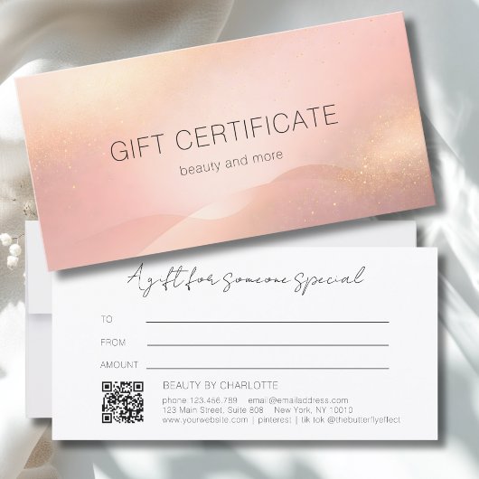 Blush Gold Glow Gradient QR-Code-Geschenkgutschein