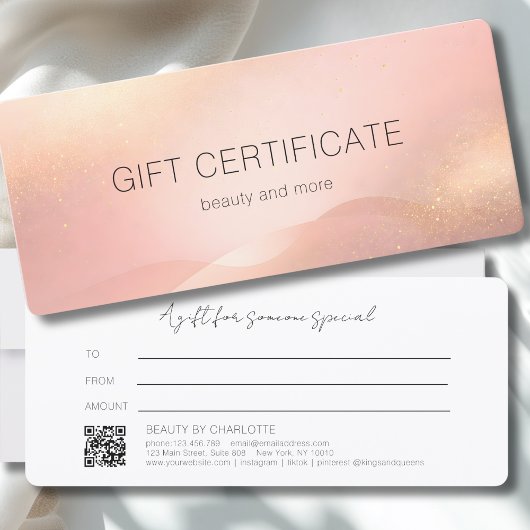Blush Gold Glow Gradient QR Code Geschenkgutschein