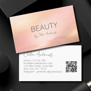 Blush Gold Glow Gradient Salon QR-Code Visitenkarte