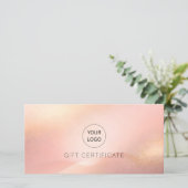 Blush Gold Glow Logo QR Code Gift Certificate (Stehend Vorderseite)