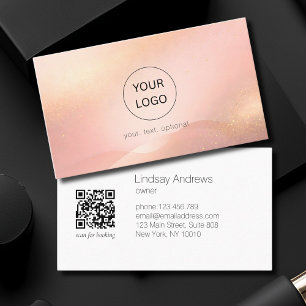 Blush Gold Glow Logo Salon QR-Code Visitenkarte