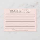Blush Gold Graduate Words of Wisdom Abschluss Begleitkarte (Rückseite)