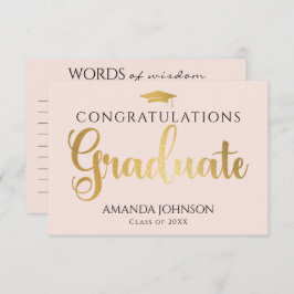 Blush Gold Graduate Words of Wisdom Abschluss Begleitkarte