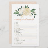 Blush Gold Green Floral Wedding Word Scramble Game (Vorne/Hinten)