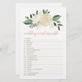 Blush Gold Green Floral Wedding Word Scramble Game Briefpapier (Vorne/Hinten)