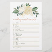 Blush Gold Green Floral Wedding Word Scramble Game Briefpapier (Vorderseite)