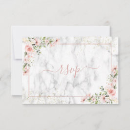 Blush Gold Greenery Dusty Pink Bloral UAWG RSVP Karte