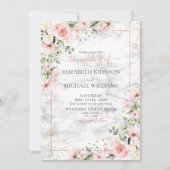 Blush Gold Greenery Dusty Pink Bloral Wedding Einladung (Vorderseite)