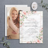 Blush Gold Greenery Dusty Pink Bloral Wedding Einladung