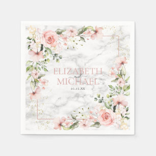 Blush Gold Greenery Dusty Pink Bloral Wedding Serviette