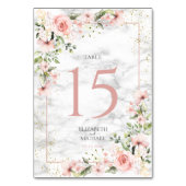 Blush Gold Greenery Dusty Pink Bloral Wedding Tischnummer (Rückseite)