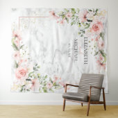 Blush Gold Greenery Dusty Pink Bloral Wedding Wandteppich (Beispiel (Horizontal))