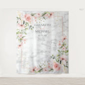 Blush Gold Greenery Dusty Pink Bloral Wedding Wandteppich (Vorderseite)