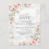 Blush Gold Greenery Dusty Pink Floral Delay Datum Postkarte (Vorderseite)