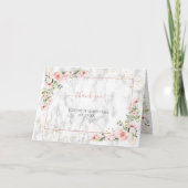 Blush Gold Greenery Dusty Pink Floral Thank You Karte (Vorderseite)