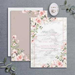 Blush Gold Greenery Dusty Pink Floral Wedding Invi Einladung