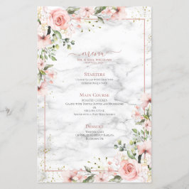 Blush Gold Greenery Dusty Pink Floral Wedding Menü