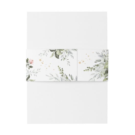 Blush Gold Greenery Succulent Dusty Blue Wedding Einladungsbanderole (Rückseitenbeispiel)