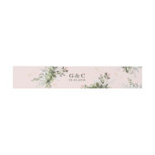 Blush Gold Greenery Succulent Dusty Blue Wedding Einladungsbanderole (Flach)