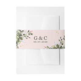 Blush Gold Greenery Succulent Dusty Blue Wedding Einladungsbanderole