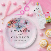 Blush Gold Greenery Succulent Dusty Blue Wedding N Pappteller (Party)