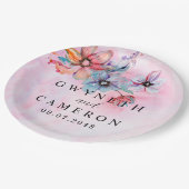 Blush Gold Greenery Succulent Dusty Blue Wedding N Pappteller (Schrägansicht)