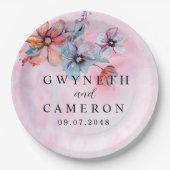 Blush Gold Greenery Succulent Dusty Blue Wedding N Pappteller (Vorderseite)