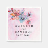 Blush Gold Greenery Succulent Dusty Blue Wedding N Serviette (Vorderseite)