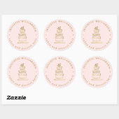 Blush & Gold handgezogene Hochzeitstorte Runder Aufkleber (Blatt)
