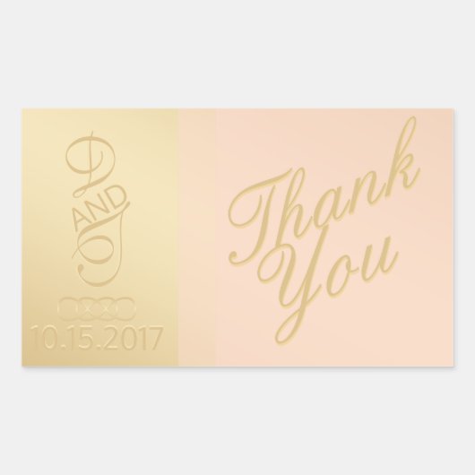 Blush Gold Heart Danke Stickers (Vorderseite)