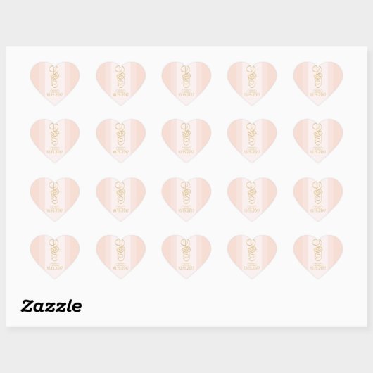 Blush Gold Heart Stickers (Blatt)