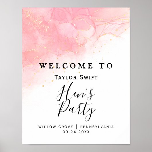 Blush & Gold Hens Party Welcome Poster (Vorne)