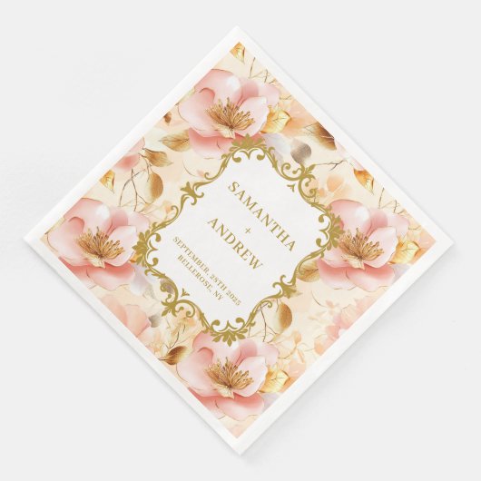 Blush Gold Hochzeit Napkins Serviette (Ecke)