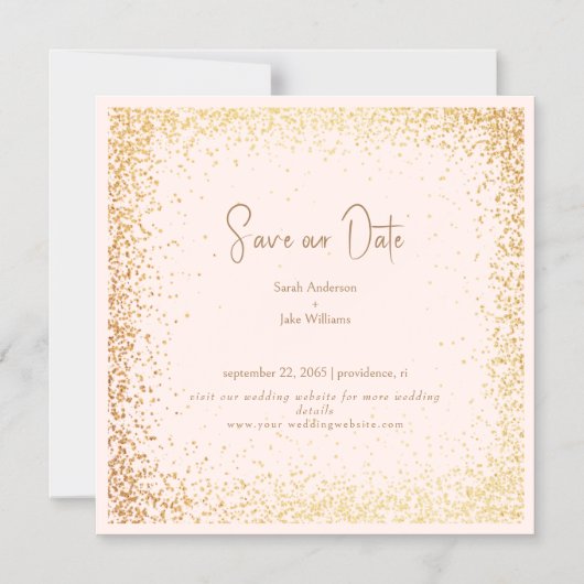 Blush & Gold Hochzeit Rette unser Datum Magneteinladung (Vorderseite)