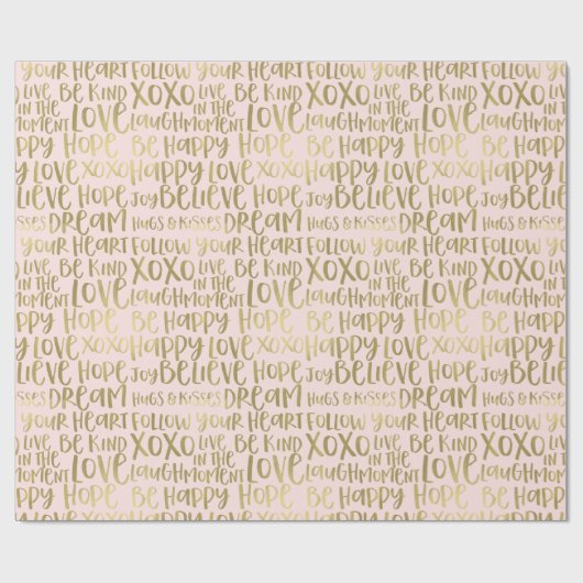 Blush Gold inspirierende Wörter Geschenkpapier (Flach)