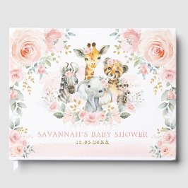 Blush Gold Jungle Safari Wild Animals Baby Girl Gästebuch