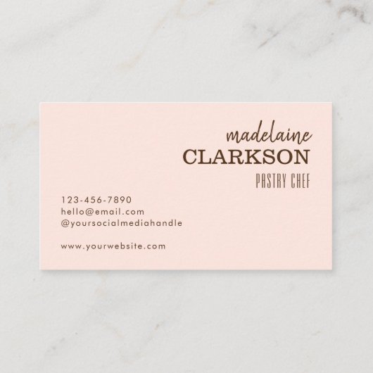 Blush Gold Koch Hat Bakery Visitenkarte (Rückseite)