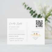 Blush Gold Lovebirds QR Code RSVP Karte (Stehend Vorderseite)