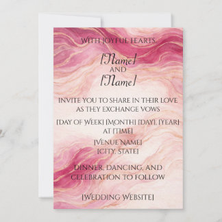 Blush & Gold Marble Wedding Invitation Einladung